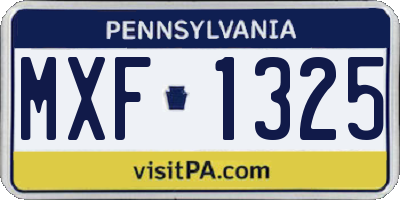 PA license plate MXF1325