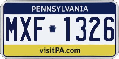 PA license plate MXF1326