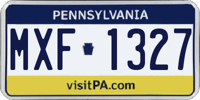 PA license plate MXF1327