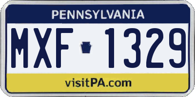 PA license plate MXF1329