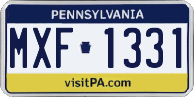 PA license plate MXF1331