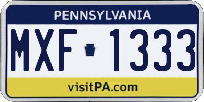 PA license plate MXF1333