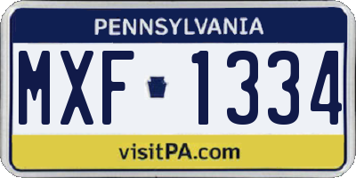 PA license plate MXF1334