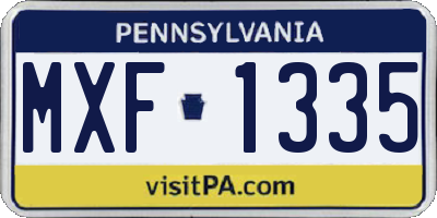 PA license plate MXF1335