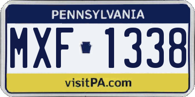 PA license plate MXF1338