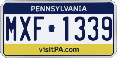 PA license plate MXF1339