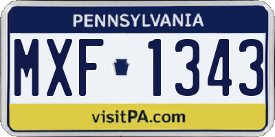 PA license plate MXF1343