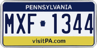 PA license plate MXF1344