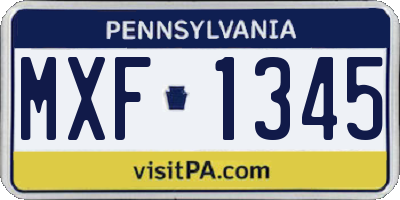 PA license plate MXF1345