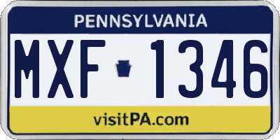 PA license plate MXF1346