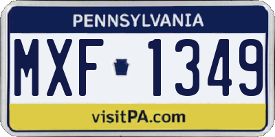 PA license plate MXF1349