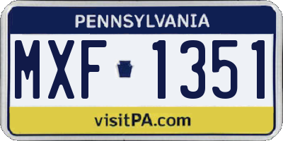 PA license plate MXF1351