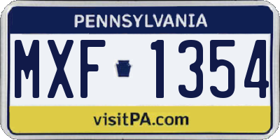 PA license plate MXF1354