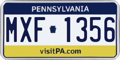 PA license plate MXF1356