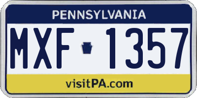 PA license plate MXF1357