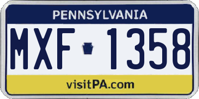 PA license plate MXF1358