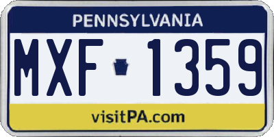 PA license plate MXF1359