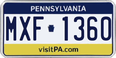 PA license plate MXF1360