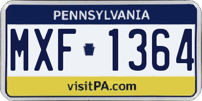PA license plate MXF1364