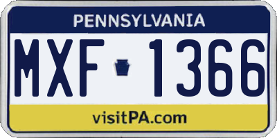 PA license plate MXF1366