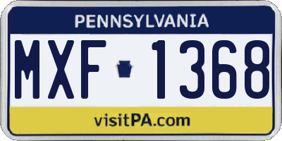 PA license plate MXF1368