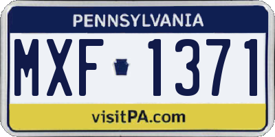 PA license plate MXF1371