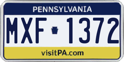 PA license plate MXF1372