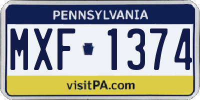 PA license plate MXF1374