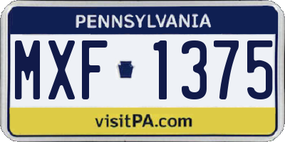 PA license plate MXF1375