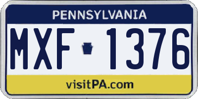 PA license plate MXF1376