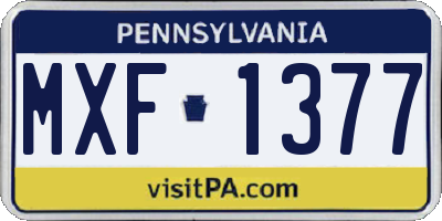 PA license plate MXF1377