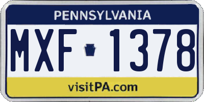 PA license plate MXF1378