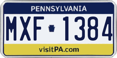PA license plate MXF1384