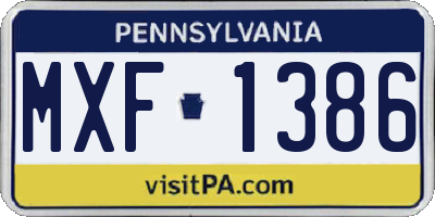 PA license plate MXF1386
