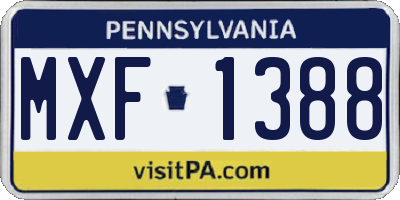 PA license plate MXF1388