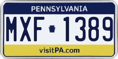 PA license plate MXF1389