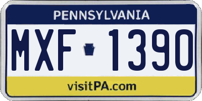 PA license plate MXF1390