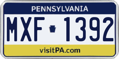 PA license plate MXF1392