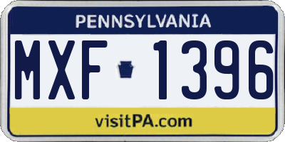 PA license plate MXF1396