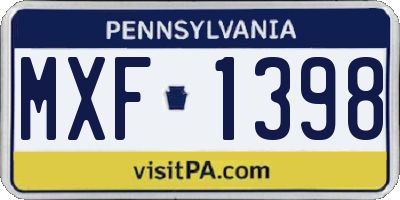 PA license plate MXF1398