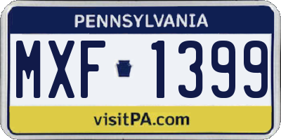 PA license plate MXF1399