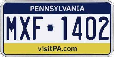 PA license plate MXF1402