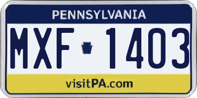 PA license plate MXF1403