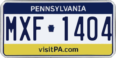 PA license plate MXF1404