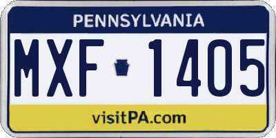 PA license plate MXF1405