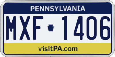 PA license plate MXF1406