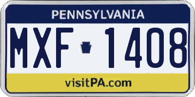 PA license plate MXF1408