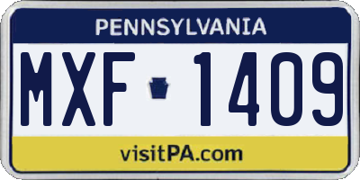 PA license plate MXF1409