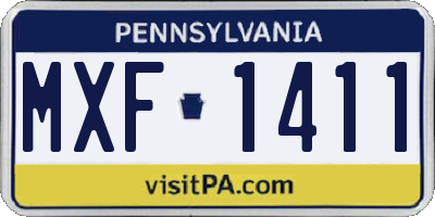 PA license plate MXF1411