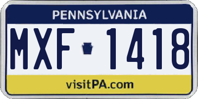 PA license plate MXF1418